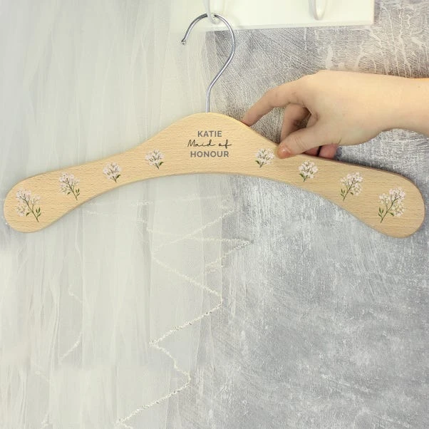 Personalised White Floral Wooden Coat Hanger 3 Personalised White Floral Wooden Coat Hanger - Image 3
