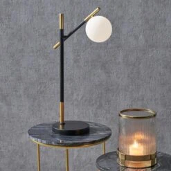 Wanda White Orb And Black Metal Table Lamp