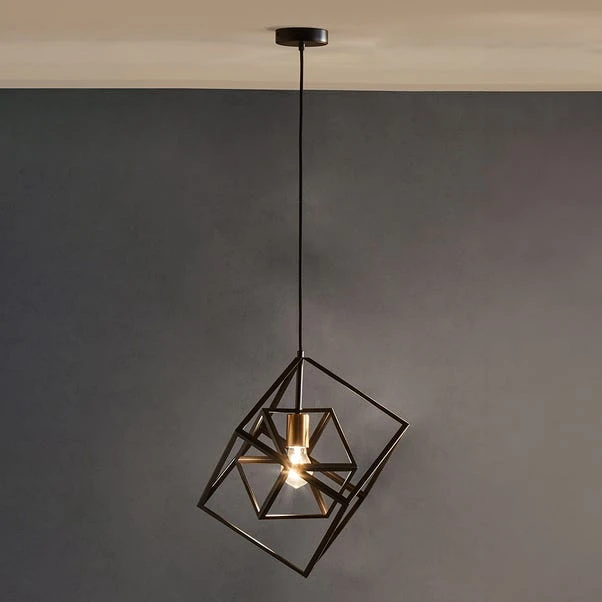 Alessio Matt Black Metal Cube Pendant Light 1 Alessio Matt Black Metal Cube Pendant Light
