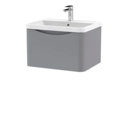 Lunar Wall Mounted 1 Drawer Vanity Unit With Polymarble Basin -ELEND SHOP 30910234