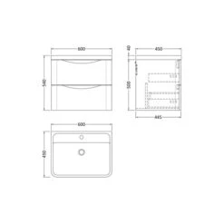 Lunar Wall Mounted 2 Drawer Vanity Unit With Polymarble Basin -ELEND SHOP 30910242 alt09