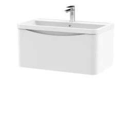 Lunar Wall Mounted 1 Drawer Vanity Unit With Polymarble Basin -ELEND SHOP 30910248