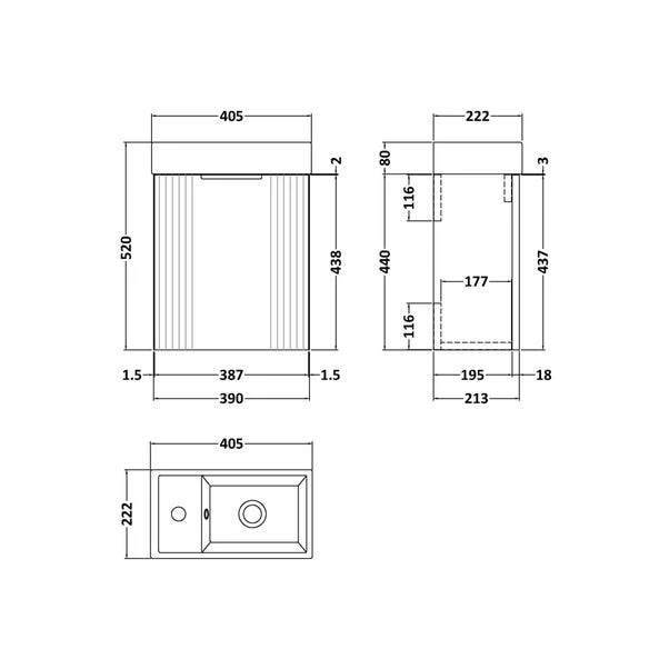 Deco Compact Wall Mounted Vanity Unit With Basin 10 Deco Compact Wall Mounted Vanity Unit With Basin - Image 10