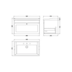 Classique Wall Mounted 1 Drawer Vanity Unit With Ceramic Basin -ELEND SHOP 30910520 alt09