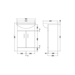 Mayford 2 Door Vanity Unit With Square Basin -ELEND SHOP 30910532 alt09