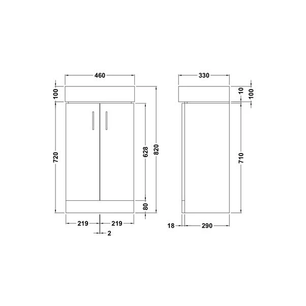 Mayford 2 Door Vanity Unit With Basin 2 Mayford 2 Door Vanity Unit With Basin - Image 2