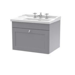 Classique Wall Mounted 1 Drawer Vanity Unit With Ceramic Basin