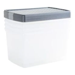 Wham Crystal Pack Of 4 62L Clip Lock Storage Boxes With Lids -ELEND SHOP 30914083 alt05