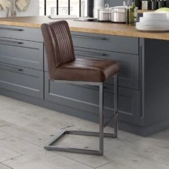 Brooklyn Set Of 2 Bar Stools, Faux Leather