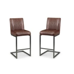 Brooklyn Set Of 2 Bar Stools, Faux Leather -ELEND SHOP 30914189 alt02