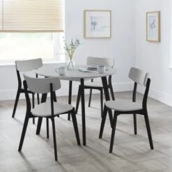 Casa 4 Seater Round Dining Table, Grey And Black