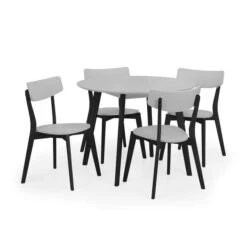 Casa 4 Seater Round Dining Table, Grey And Black -ELEND SHOP 30914196 alt03