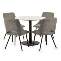 Luca 4 Seater Round Dining Table, Marble -ELEND SHOP 30914230 alt02