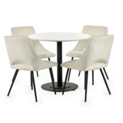 Luca 4 Seater Round Dining Table, Marble -ELEND SHOP 30914230 alt03