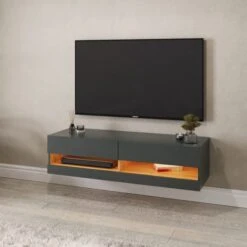 Delta 120cm Floating Wall TV Unit With LEDs For TVs Up To 55"