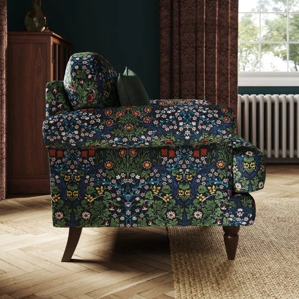 Jolene William Morris Blackthorn Print Velvet Snuggle Chair 2 Jolene William Morris Blackthorn Print Velvet Snuggle Chair - Image 2