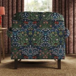 Jolene William Morris Blackthorn Print Velvet Snuggle Chair 11 Jolene William Morris Blackthorn Print Velvet Snuggle Chair -ELEND SHOP 30917905 alt02