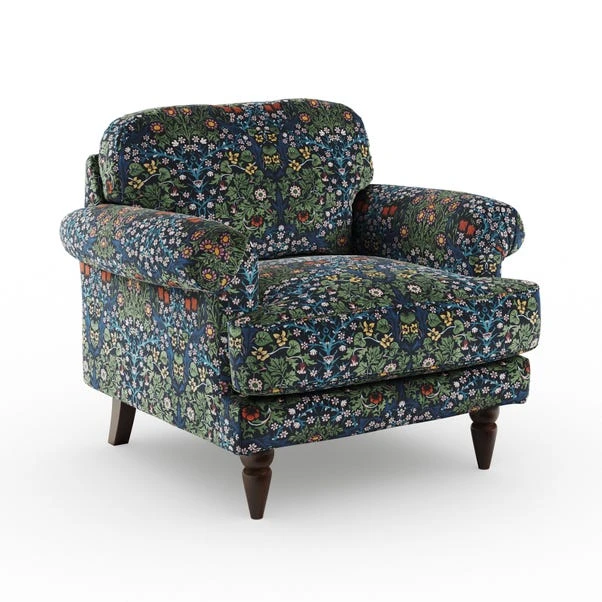 Jolene William Morris Blackthorn Print Velvet Snuggle Chair 6 Jolene William Morris Blackthorn Print Velvet Snuggle Chair - Image 6