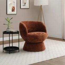 Tulip Chenille Curved Swivel Accent Chair -ELEND SHOP 30918803