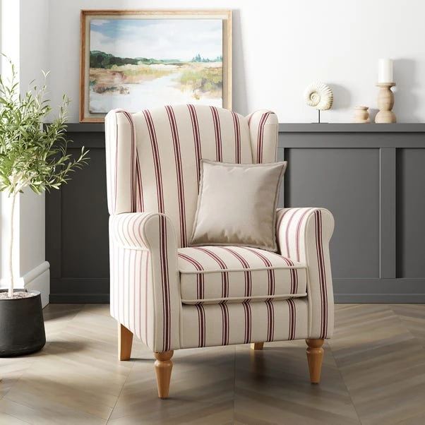 Oswald Pinstripe Wingback Armchair 1 Oswald Pinstripe Wingback Armchair