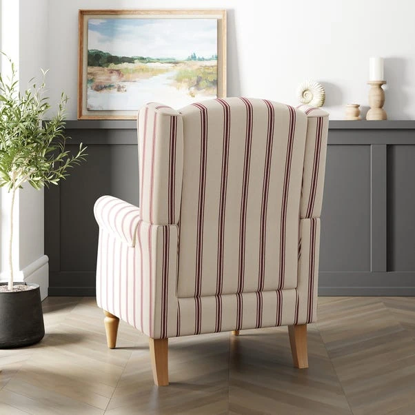 Oswald Pinstripe Wingback Armchair 2 Oswald Pinstripe Wingback Armchair - Image 2
