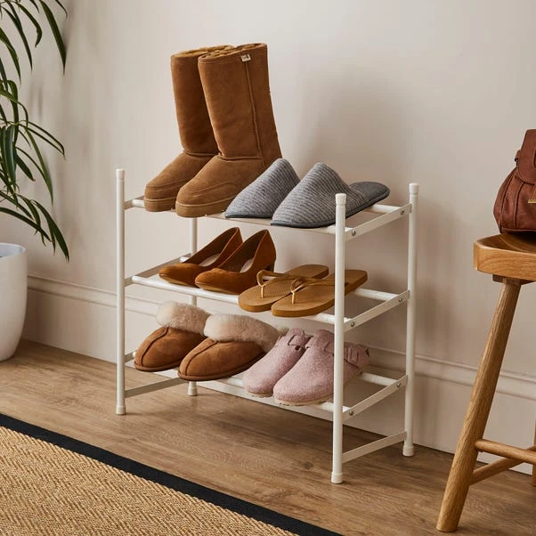 3 Tier White Extendable Shoe Rack 1 3 Tier White Extendable Shoe Rack