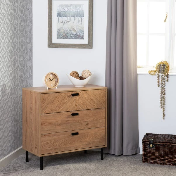Barker 3 Drawer Chest, Oak Effect 1 Barker 3 Drawer Chest, Oak Effect