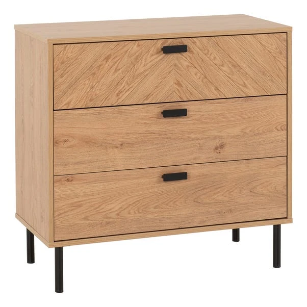Barker 3 Drawer Chest, Oak Effect 2 Barker 3 Drawer Chest, Oak Effect - Image 2