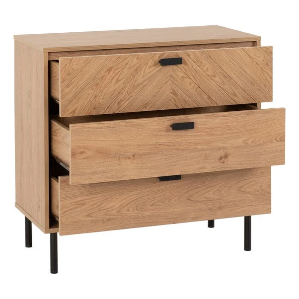 Barker 3 Drawer Chest, Oak Effect 4 Barker 3 Drawer Chest, Oak Effect - Image 4