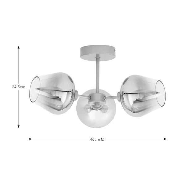 Aurora 3 Light Semi Flush LED Ceiling Light 5 Aurora 3 Light Semi Flush LED Ceiling Light - Image 5