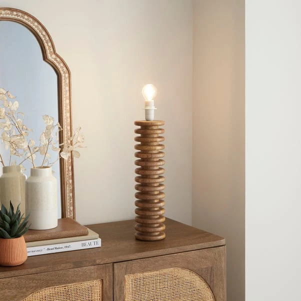 Maple Ribbed Wooden Table Lamp Base 1 Maple Ribbed Wooden Table Lamp Base