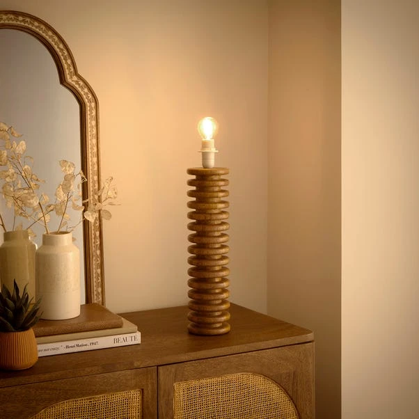 Maple Ribbed Wooden Table Lamp Base 2 Maple Ribbed Wooden Table Lamp Base - Image 2