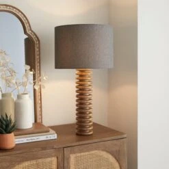 Maple Ribbed Wooden Table Lamp Base 9 Maple Ribbed Wooden Table Lamp Base -ELEND SHOP 30922859 alt02