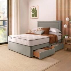 Silentnight Divan Bed With Malvern Velvet Headboard 27 Silentnight Divan Bed With Malvern Velvet Headboard -ELEND SHOP 30922983 alt01