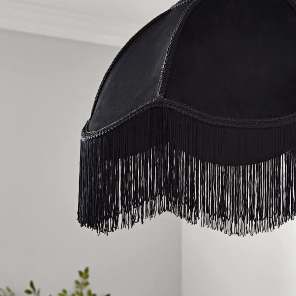 Carmona Fringed Velvet Lamp Shade 3 Carmona Fringed Velvet Lamp Shade - Image 3
