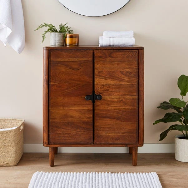 Alani 2 Door Bathroom Cabinet, Acacia Wood 1 Alani 2 Door Bathroom Cabinet, Acacia Wood