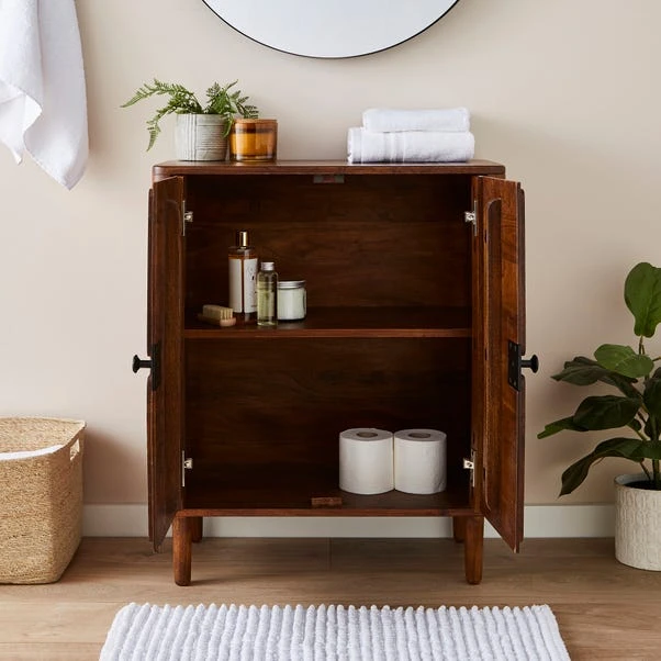 Alani 2 Door Bathroom Cabinet, Acacia Wood 2 Alani 2 Door Bathroom Cabinet, Acacia Wood - Image 2