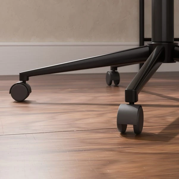 Modena Walnut Effect Office Chair, Black Faux Leather 5 Modena Walnut Effect Office Chair, Black Faux Leather - Image 5