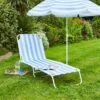Blue And White Folding Lounger