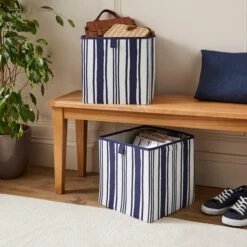 Set Of 2 Coastal Stripe Storage Cubes 9 Set Of 2 Coastal Stripe Storage Cubes -ELEND SHOP 30926792