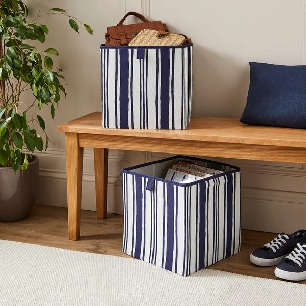 Set Of 2 Coastal Stripe Storage Cubes 4 Set Of 2 Coastal Stripe Storage Cubes - Image 4