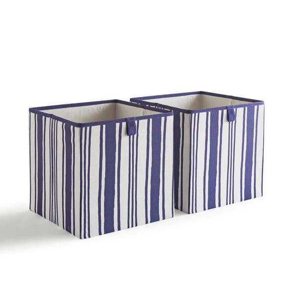 Set Of 2 Coastal Stripe Storage Cubes 6 Set Of 2 Coastal Stripe Storage Cubes - Image 6