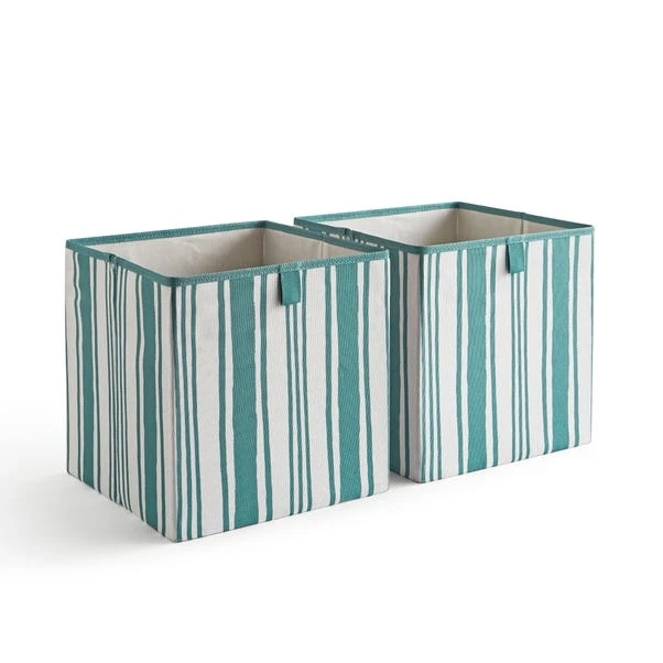 Set Of 2 Coastal Stripe Storage Cubes 3 Set Of 2 Coastal Stripe Storage Cubes - Image 3