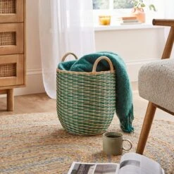 Round Woven Rattan Basket