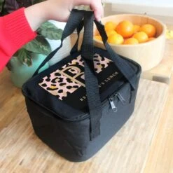 Personalised Leopard Print Black Lunch Bag -ELEND SHOP 30930007 alt04