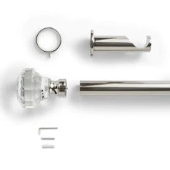 Crystal Gemstone Fixed Metal Curtain Pole With Rings -ELEND SHOP 30934387 alt02