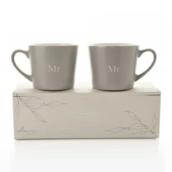 Amore Set Of 2 Grey Mr & Mr Mugs