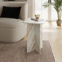 Lana Marble Tall Side Table
