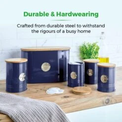 Set Of 5 TOWER Round Ribbed Kitchen Canisters 12 Set Of 5 TOWER Round Ribbed Kitchen Canisters -ELEND SHOP 30937717 alt03