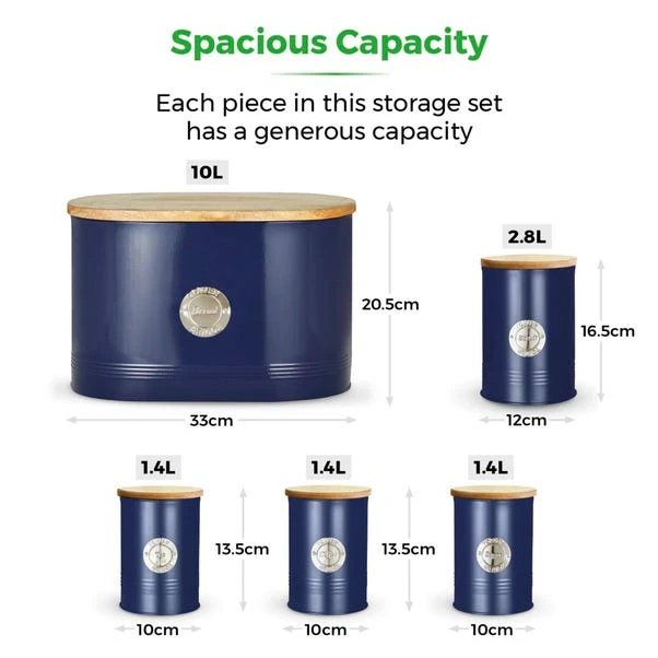 Set Of 5 TOWER Round Ribbed Kitchen Canisters 7 Set Of 5 TOWER Round Ribbed Kitchen Canisters - Image 7